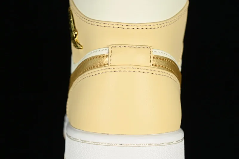 All categories Air Jordan Jordan series basketball shoes Air Jordan 1 Mid Nk Air Jordan 1 Mid AJ1 Joe 1 white gold Chinese casual sneakers FB9892-200
